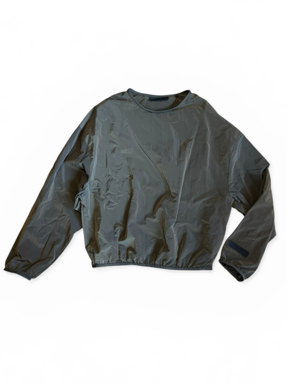 Essentials x FOG x Fear of God Sz S Green Crinkle Nylon Pullover Crew Relaxed
